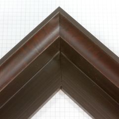 This bold 1-9/16 floater frame has a deep set bevel around the inside edge of the frame which adds depth to its contents. Overall this frame is Mahogany in color, accented by lighter streaks in a grain pattern. The inside of the bevel is stained a subtle green-grey with wood grain showing through.